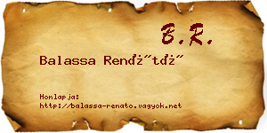 Balassa Renátó névjegykártya